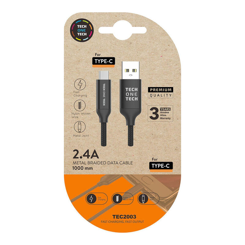 pack-de-2-unidades-cable-negro-nylon-usb-a-a-usb-c-1m-2a-tech-one-tech