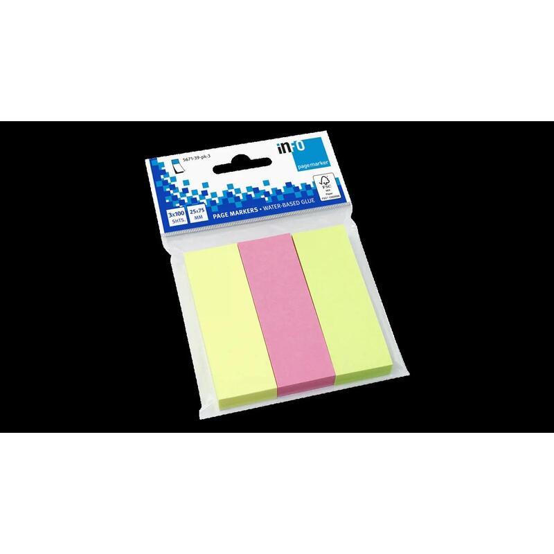 global-notes-info-pack-de-3-blocs-de-100-marcadores-de-pagina-75-x-25mm-certificacion-fsc-colores-amarillo-verde