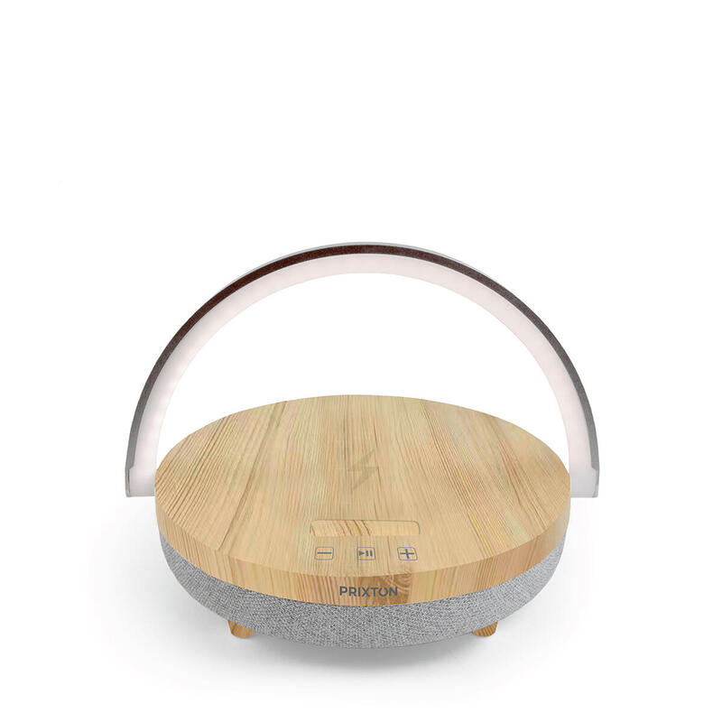 altavoz-prixton-bluetooth-de-madera-10w-con-luz-tactil-ajustable-soporte-y-base-de-carga-inalambrica