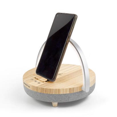 altavoz-prixton-bluetooth-de-madera-10w-con-luz-tactil-ajustable-soporte-y-base-de-carga-inalambrica