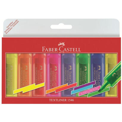 faber-castell-textliner-46-superfluorescente-pack-de-8-marcadores-fluorescentes-punta-biselada-trazo-entre-1mm-y