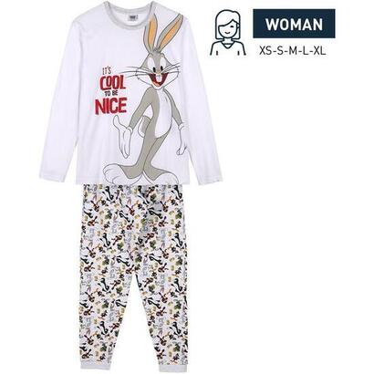 pijama-largo-single-jersey-looney-tunes-gris-talla-xs