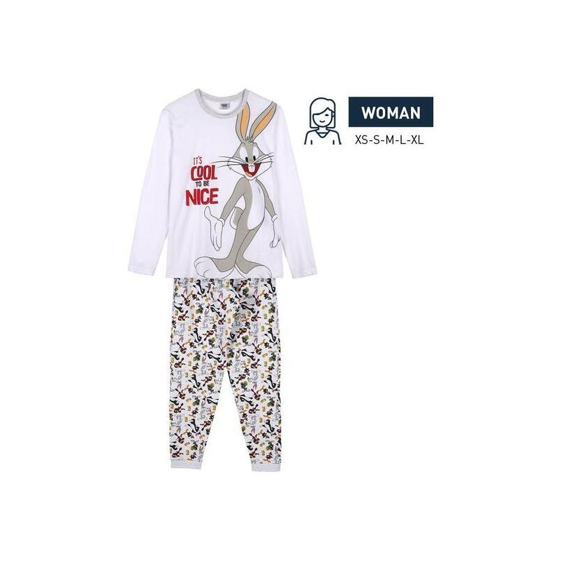 pijama-largo-single-jersey-looney-tunes-gris-talla-xs