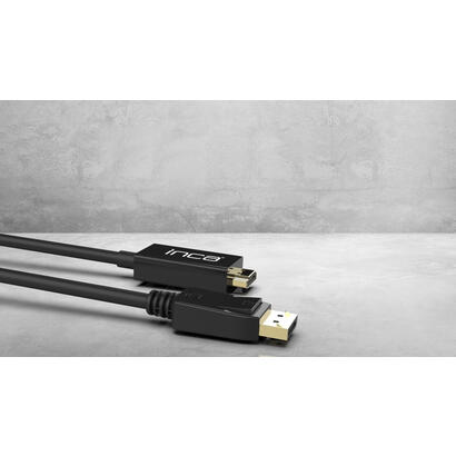 inca-idph-18t-adaptador-de-cable-de-video-18-m-displayport-hdmi-tipo-a-estandar-negro