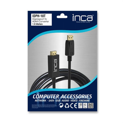 inca-idph-18t-adaptador-de-cable-de-video-18-m-displayport-hdmi-tipo-a-estandar-negro