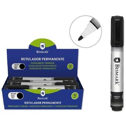 pack-de-12-unidades-bismark-rotulador-permanente-punta-conica-15mm-negro