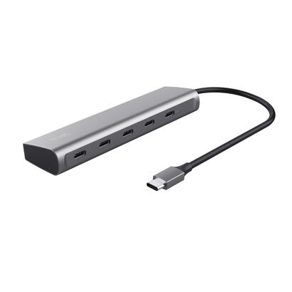hub-usb-c-trust-halyx-aluminio-usb-c-a-4-puertos-usb-c-y-1-usb-c-pass-through-de-100w