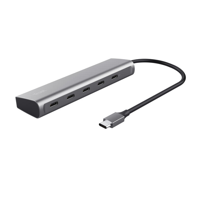 hub-usb-c-trust-halyx-aluminio-usb-c-a-4-puertos-usb-c-y-1-usb-c-pass-through-de-100w