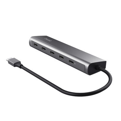 hub-usb-c-trust-halyx-aluminio-usb-c-a-4-puertos-usb-c-y-1-usb-c-pass-through-de-100w
