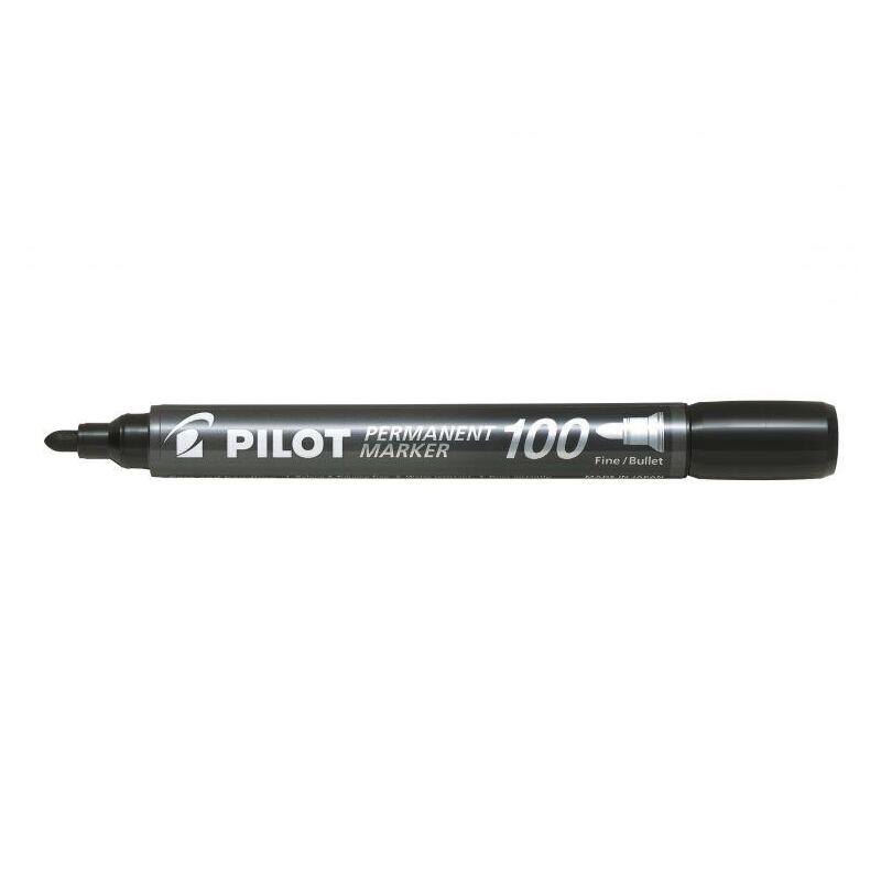 pack-de-12-unidades-pilot-rotulador-permanente-100-punta-fina-de-bala-45mm-trazo-1mm-color-negro