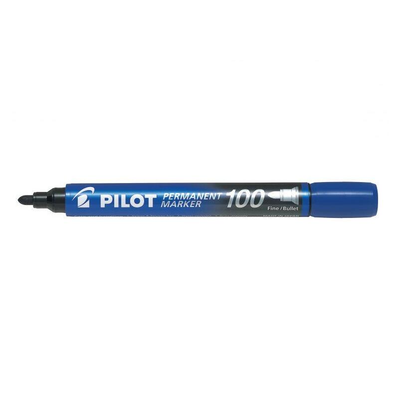 pack-de-12-unidades-pilot-rotulador-permanente-100-punta-fina-de-bala-45mm-trazo-1mm-color-azul