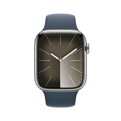 apple-watch-9-gpscellular-45mm-stalowy-srebrny-sztormowy-blekit-pasek-sportowy-sm