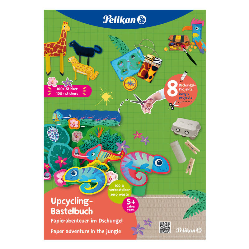 pelikan-libro-de-manualidades-upcycling-din-a4-selva-con-pegatinas-32-paginas