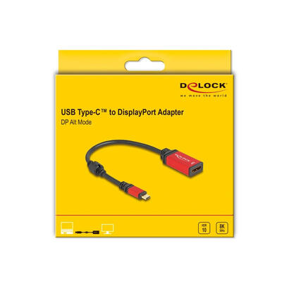 delock-60052-adaptador-usb-type-c-a-displayport-modo-dp-alt-8k-30-hz-con-funcion-hdr-rojo