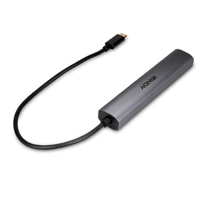 lindy-43384-hub-de-4-puertos-usb-tipo-c-10000-mbits-gris