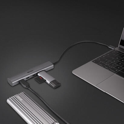 lindy-43384-hub-de-4-puertos-usb-tipo-c-10000-mbits-gris