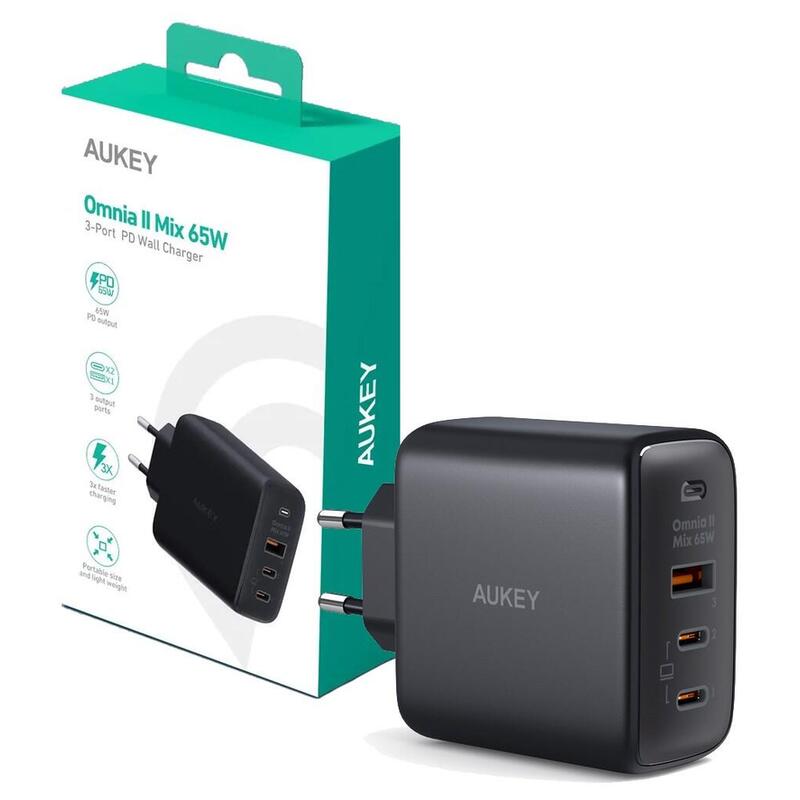 aueky-omnia-ii-mix-pa-b6t-cargador-de-red-1x-usb-2x-usb-c-power-delivery-30-65w-negro