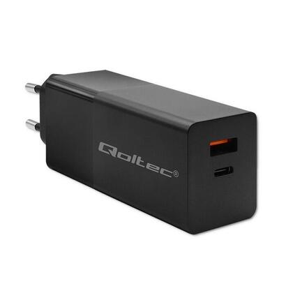 qoltec-52382-gan-power-pro-charger-1xusb-tipo-c-1xusb-a-100w-5-20v-15-5a-pd-black