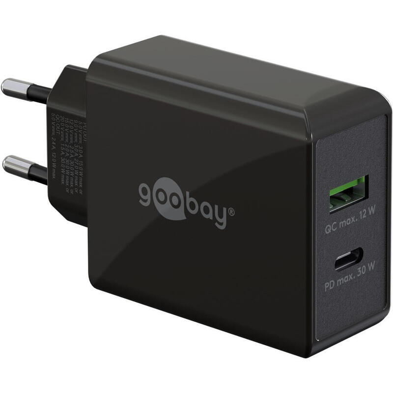 goobay-61673-cargador-usb-a-usb-c-pd-30-watt-negro