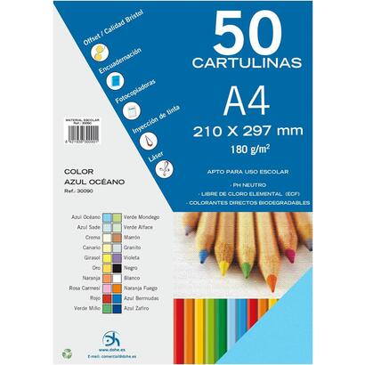 dohe-pack-de-50-cartulinas-a4-180-gm-aptas-para-impresion-ph-neutro-libres-de-cloro-elemental-color-azul