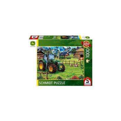 schmidt-spiele-john-deere-estribaciones-alpinas-con-tractor-6120m-puzzle-de-1000-piezas-58535