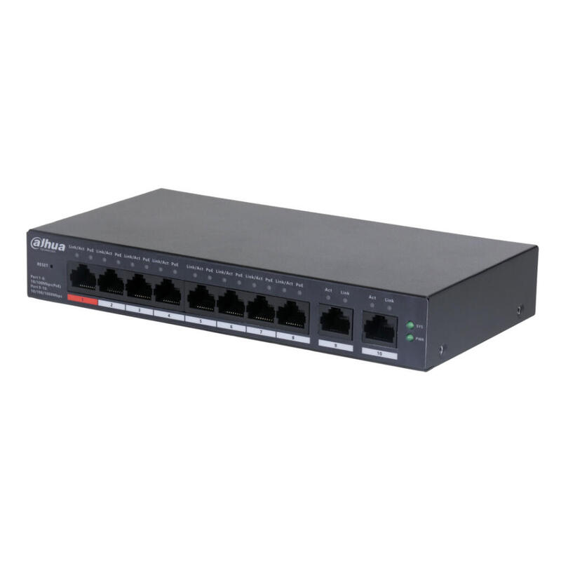 dahua-cs4010-8et-110-switch-poe-8-puertos-10100-2rj45-uplink-gigabit-110w-manejable-en-cloud-layer2