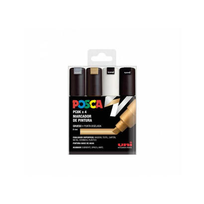 posca-marcador-pc-8k4c-no-permanente-punta-biselada-80mm-colores-surtidos-gswb-estuche-4u-