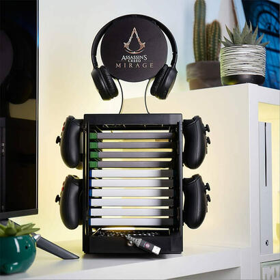 numskull-games-official-assassin-s-creed-mirage-gaming-locker-torre-de-juegos-y-soporte-de-carga
