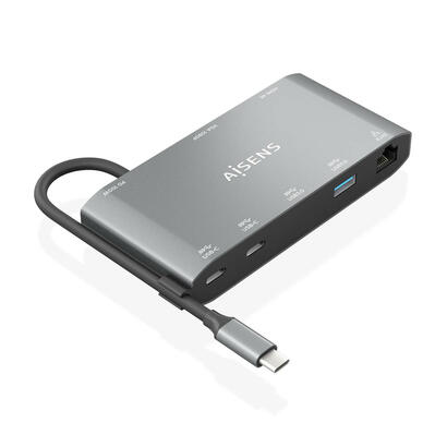 aisens-usb-c-dock-8-en-1-usb-c-a-1xhdmi-1xvga-1xrj45-2xusb-a-2xusb-c-5g-1xusb-c-pd-20cm-gris