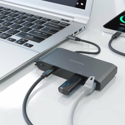 aisens-usb-c-dock-8-en-1-usb-c-a-1xhdmi-1xvga-1xrj45-2xusb-a-2xusb-c-5g-1xusb-c-pd-20cm-gris
