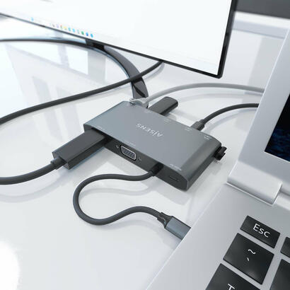 aisens-usb-c-dock-8-en-1-usb-c-a-1xhdmi-1xvga-1xrj45-2xusb-a-2xusb-c-5g-1xusb-c-pd-20cm-gris