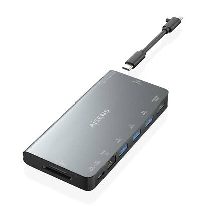 aisens-usb-c-dock-8-en-1-usb-c-a-1xhdmi-1xrj45-3xusb-a-1xusb-c-datospd-1xsd-1xmicro-sd-10cm-gris