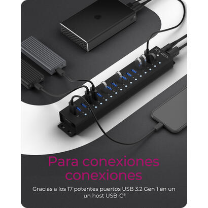 hub-161-port-icy-box-ib-hub1717-u3-usb-32-gen-1-31-gen-1-type-a-5000-mbits-negro