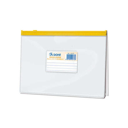 pack-de-12-unidades-dohe-bolsa-zipper-apaisada-pvc-transparente-200-micras-tamano-a5-apertura-superior-cierre-zip