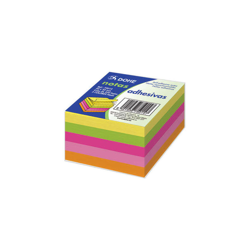 pack-de-6-unidades-dohe-cubos-de-notas-reposicionables-75mm-cubo-de-250-hojas-papel-de-75gr-ideales-para