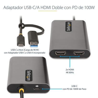 startech-adaptador-usb-c-a-hdmi-doble-usb-tipo-c-a-2-monitores-hdmi-4k-60hz-pd-de-100w-30cm