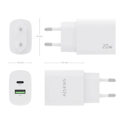 aisens-cargador-20w-1xusb-c-pd30-1xusb-a-qc30-blanco