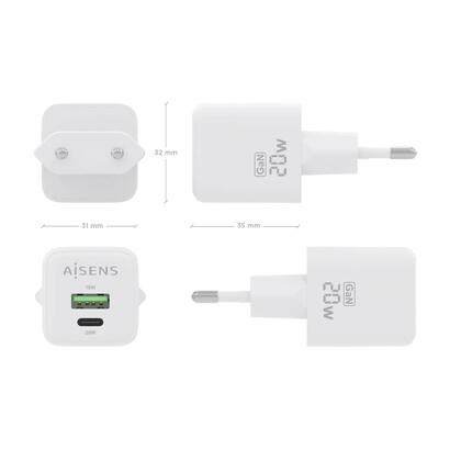 aisens-cargador-gan-20w-1xusb-c-pd30-qc40-1xusb-a-qc30-blanco