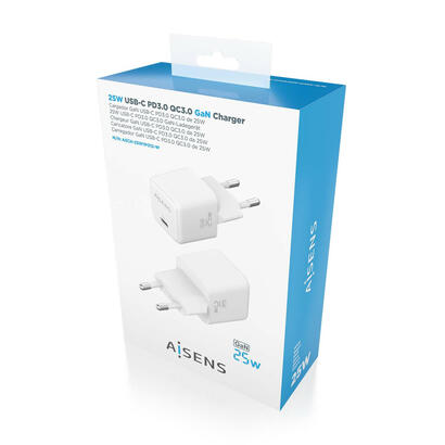 aisens-cargador-gan-25w-1xusb-c-pd30-qc40-blanco