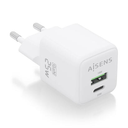 aisens-cargador-gan-25w-1xusb-c-pd30-qc40-1xusb-a-qc30-blanco