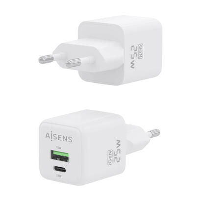 aisens-cargador-gan-25w-1xusb-c-pd30-qc40-1xusb-a-qc30-blanco