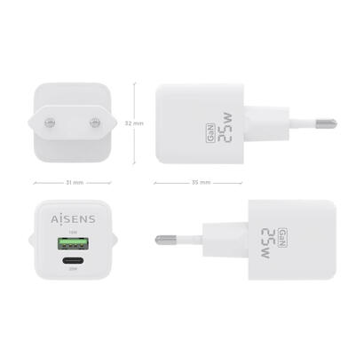 aisens-cargador-gan-25w-1xusb-c-pd30-qc40-1xusb-a-qc30-blanco