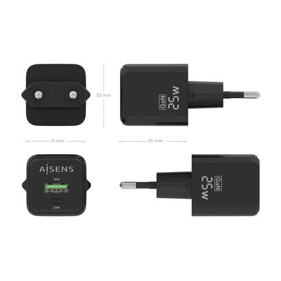 aisens-cargador-gan-de-pared-1xusb-tipo-c-1xusb-25w-asch-25w2p015-bk