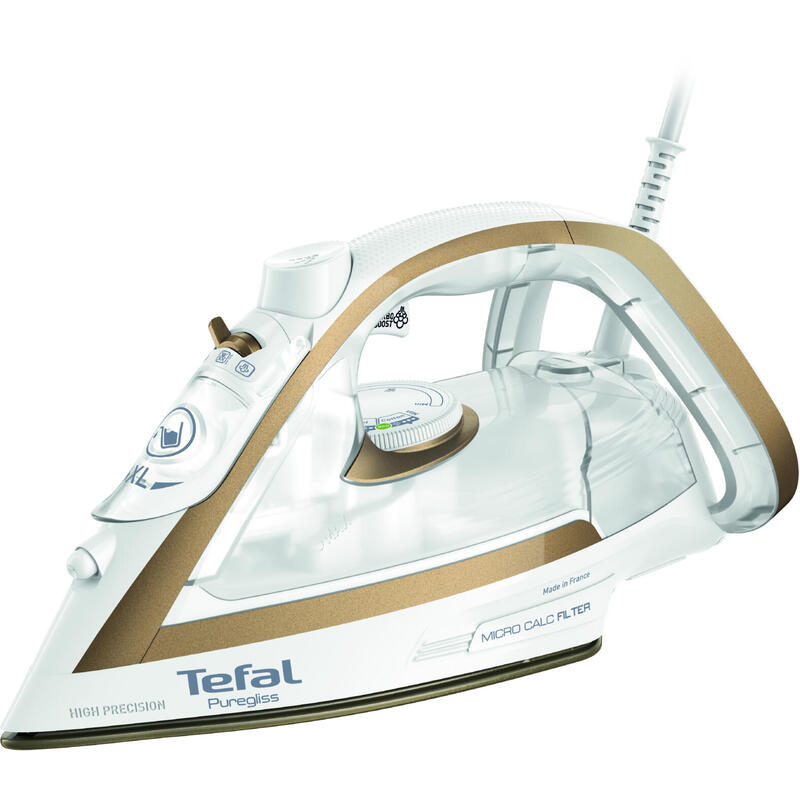 tefal-puregliss-fv8042-plancha-vapor-seco-durilium-airglide-autoclean-soleplate-3000-w-bronce-blanco