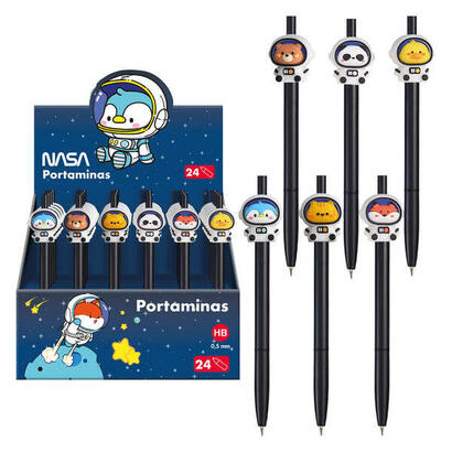 dohe-expositor-de-24-portaminas-recargable-cuerpo-de-plastico-mina-de-grafito-de-05mm-punta-metalica-retractil-