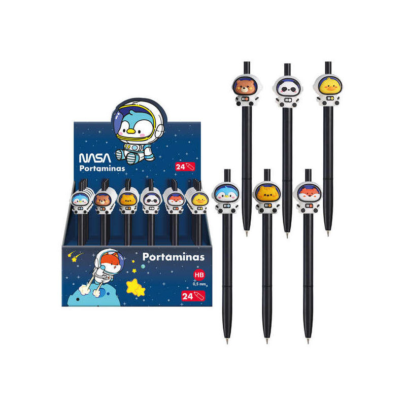 dohe-expositor-de-24-portaminas-recargable-cuerpo-de-plastico-mina-de-grafito-de-05mm-punta-metalica-retractil-