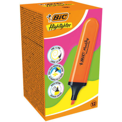 pack-de-12-unidades-bic-marking-highlighter-flat-marcador-fluorescente-punta-biselada-trazo-entre-170-y-480-mm-