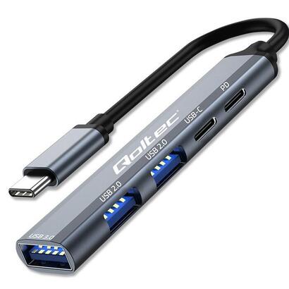 hub-qoltec-53790-adapter-usb-c-31-5w1-usb-c-pd-usb-c-2x-usb-20-usb-30