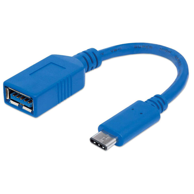 manhattan-cable-usb-c-31-gen2-15cm-c-macho-a-hembra-15cm-azul