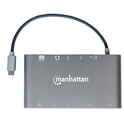 manhattan-estacion-docking-usb-c-7-en-1-usb-31-tipo-c-macho-a-hdmi-mini-dp-o-vga-3-usb-30-tipo-a1-usb-c-pd-gigabit-rj45-lector-t